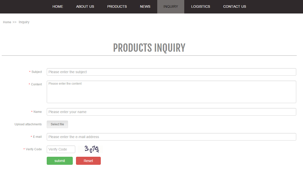 在線詢盤發(fā)送頁(yè)面